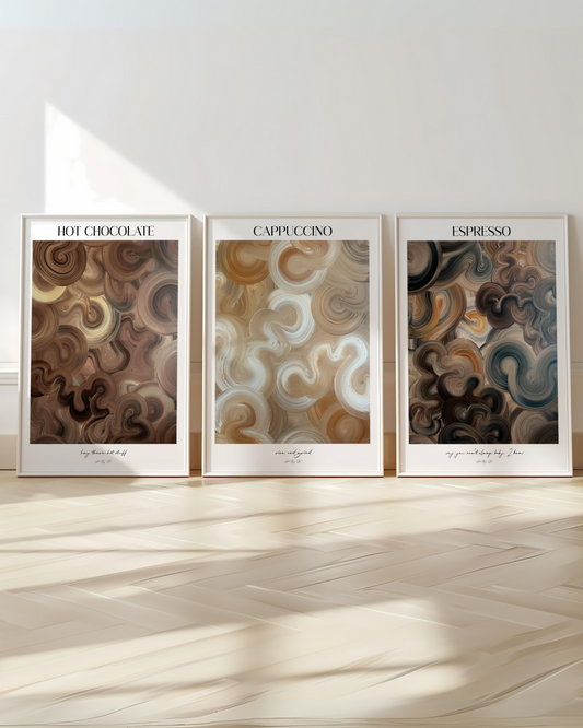 Poster Set- Hot Chocolate, Cappuccino & Espresso