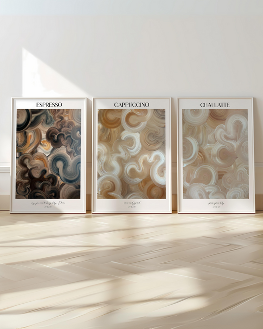 Poster Set- Espresso, Cappuccino & Chai Latte