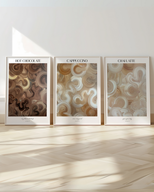 Poster Set- Hot Chocolate, Cappuccino & Chai Latte